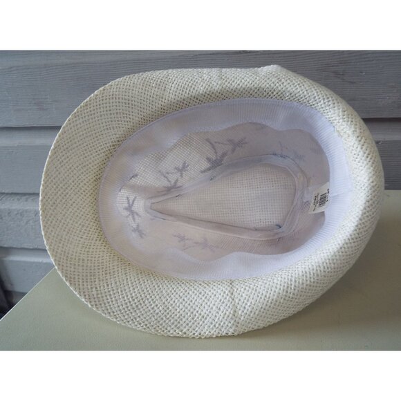 Fedora Palm Tree Print White Straw Hat NEW - Picture 5 of 7